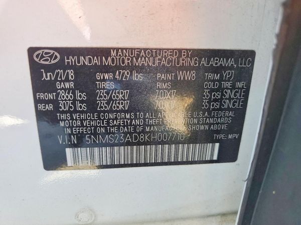 2019 HYUNDAI SANTA FE SE