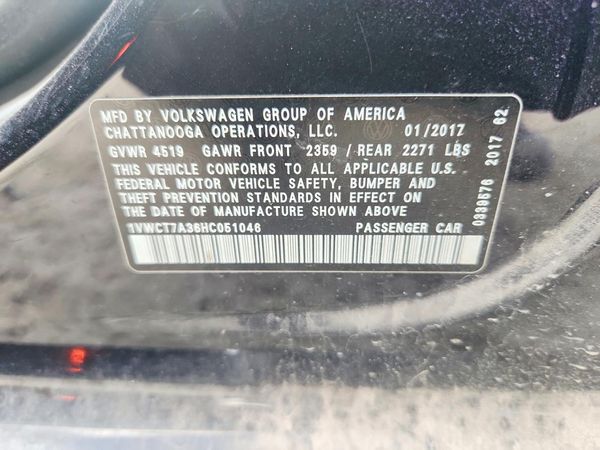 2017 VOLKSWAGEN PASSAT