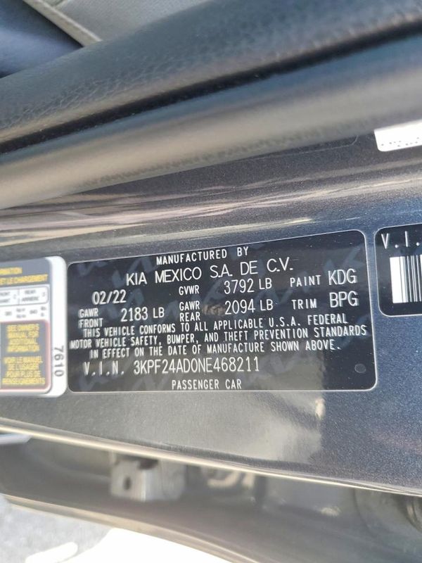 2022 KIA FORTE FE, LXS