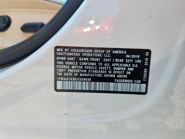 2018 VOLKSWAGEN PASSAT