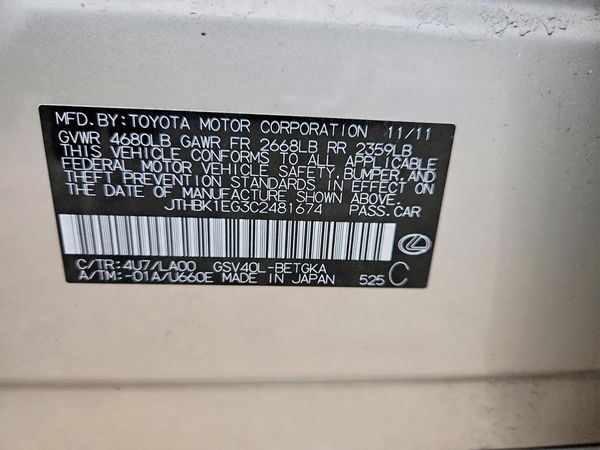 2012 LEXUS ES