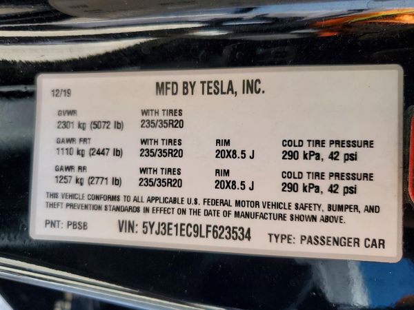 2020 TESLA MODEL 3