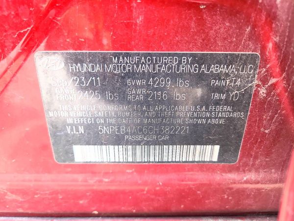 2012 HYUNDAI SONATA Middle-low level