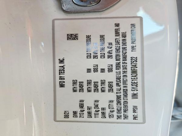2021 TESLA MODEL 3