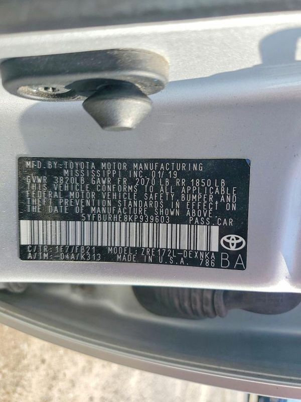 2019 TOYOTA COROLLA L/LE/SE/XLE/XSE