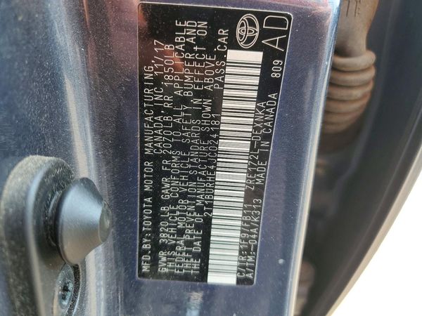 2018 TOYOTA COROLLA L/LE/SE/XLE/XSE — VINS