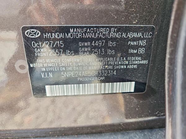 2016 HYUNDAI SONATA