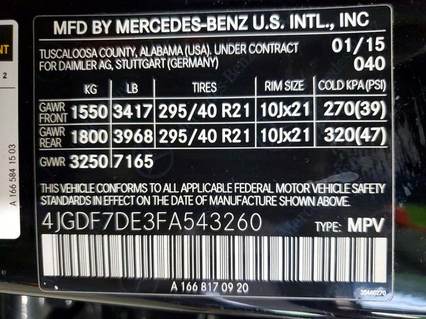 2015 MERCEDES-BENZ GL GL550 4MATIC