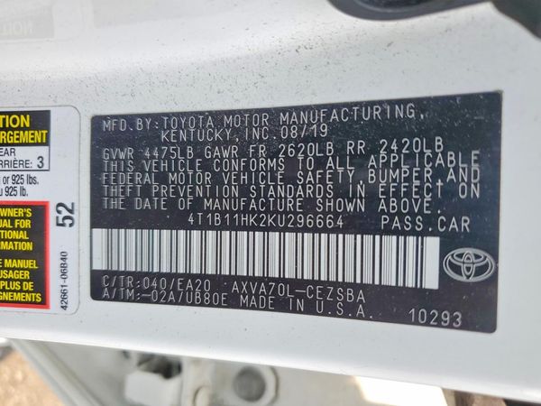 2019 TOYOTA CAMRY