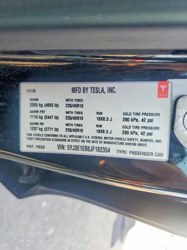 2018 TESLA MODEL 3