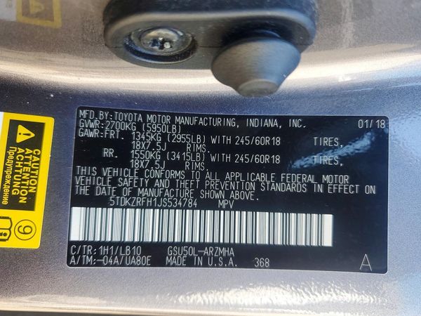 2018 TOYOTA HIGHLANDER SE/XLE
