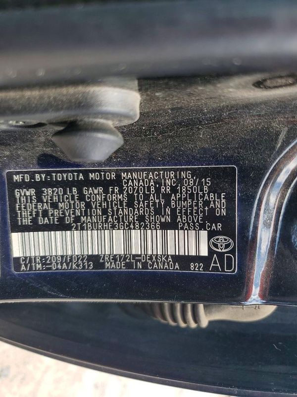 2016 TOYOTA COROLLA L/LE