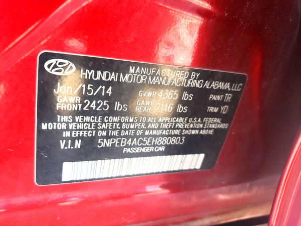 2014 HYUNDAI SONATA GLS/ GLS Popular — VINS