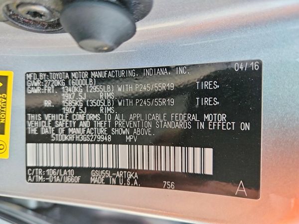 2016 TOYOTA HIGHLANDER Base/Hybrid