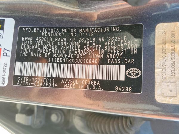 2012 TOYOTA CAMRY Hybrid