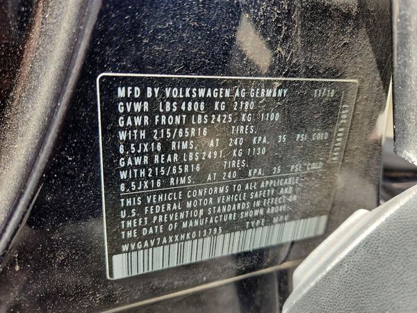 2017 VOLKSWAGEN TIGUAN S, Limited