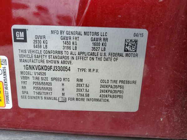 2015 CHEVROLET TRAVERSE 1LT