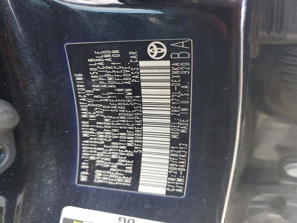 2019 TOYOTA COROLLA L/LE/SE/XLE/XSE