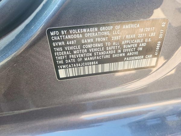 2018 VOLKSWAGEN PASSAT