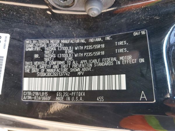2016 TOYOTA SIENNA