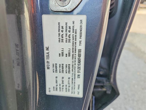 2019 TESLA MODEL 3