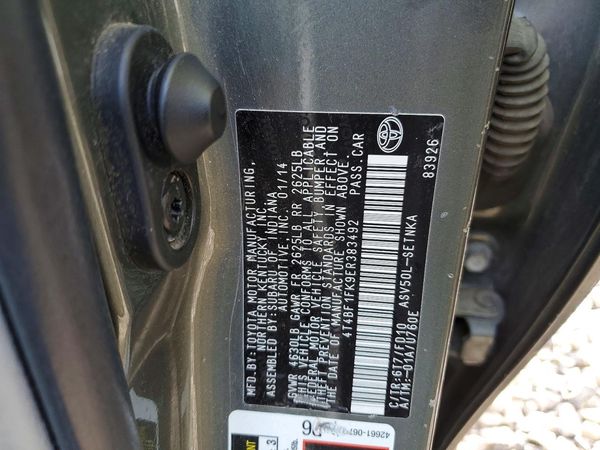 2014 TOYOTA CAMRY — VINS