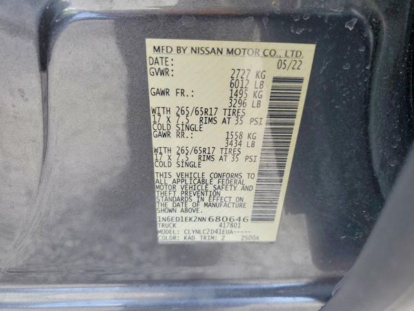 2022 NISSAN FRONTIER