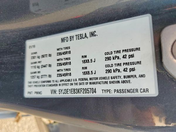 2019 TESLA MODEL 3