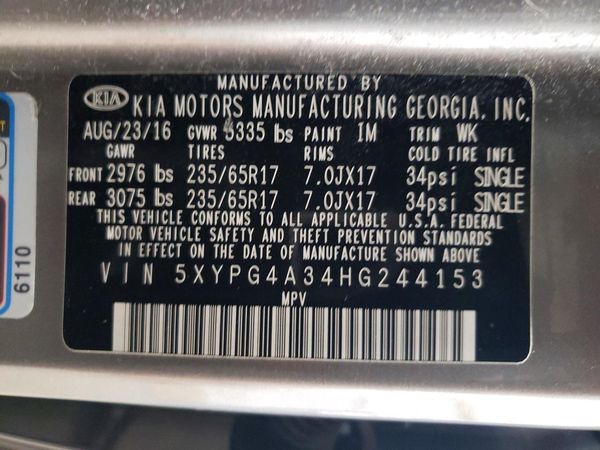 2017 KIA SORENTO L, LX