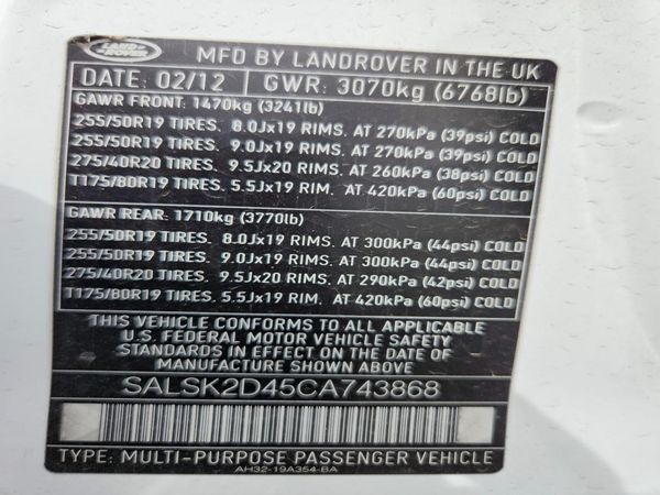 2012 LAND ROVER RANGEROVER HSE LUX — VINS