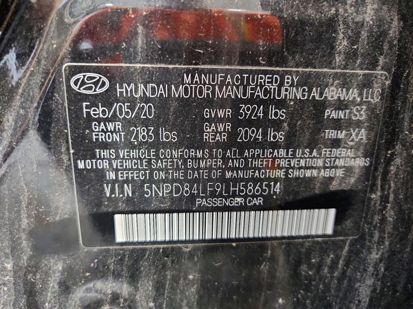 2020 HYUNDAI ELANTRA — VINS