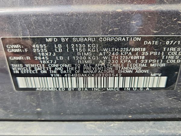 2018 SUBARU OUTBACK Limited+M/R