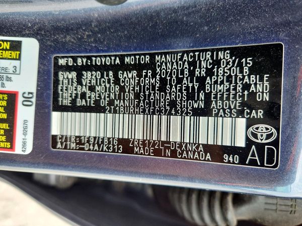 2015 TOYOTA COROLLA