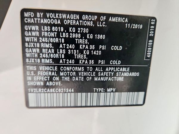 2019 VOLKSWAGEN ATLAS 4Motion SE