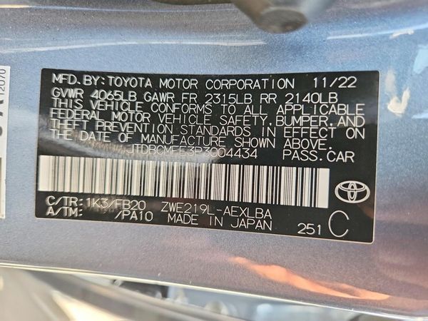 2023 TOYOTA COROLLA L, LE, SE, XLE