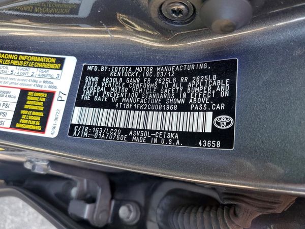 2012 TOYOTA CAMRY