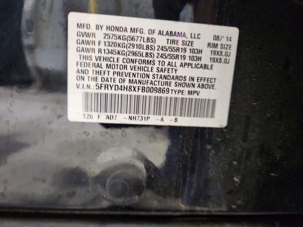 2015 ACURA MDX SH-AWD Advanced Ent — VINS