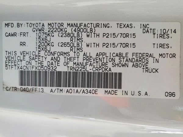 2015 TOYOTA TACOMA