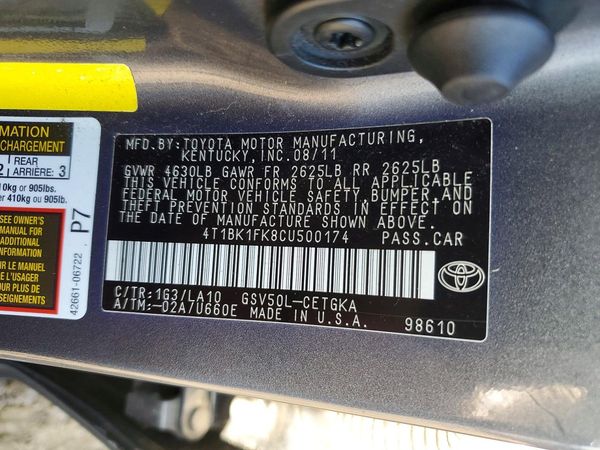 2012 TOYOTA CAMRY