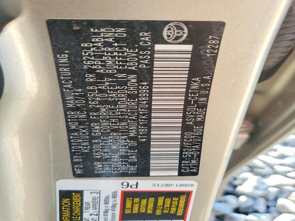 2015 TOYOTA CAMRY — VINS
