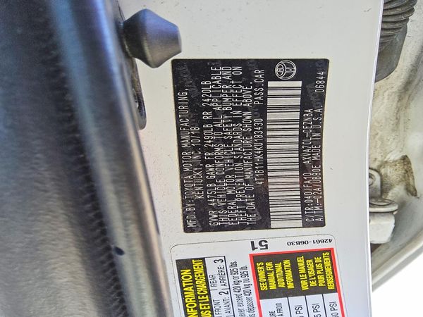 2019 TOYOTA CAMRY L/LE/SE/XLE — VINS