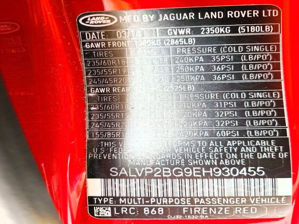 2014 LAND ROVER RANGEROVER Pure Plus
