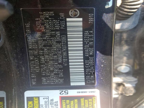 2019 TOYOTA CAMRY L/LE/SE/XLE