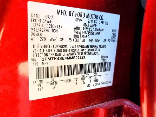 2021 FORD MUSTANG GT — VINS