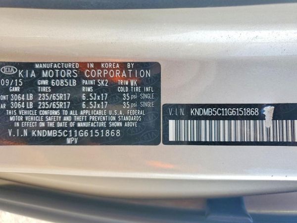 2016 KIA SEDONA LX - Middle-low