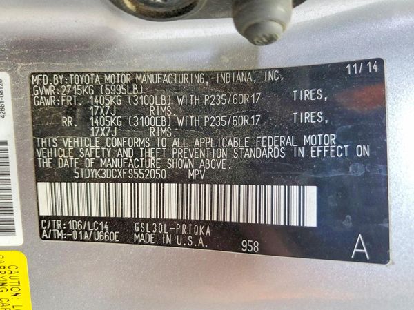 2015 TOYOTA SIENNA