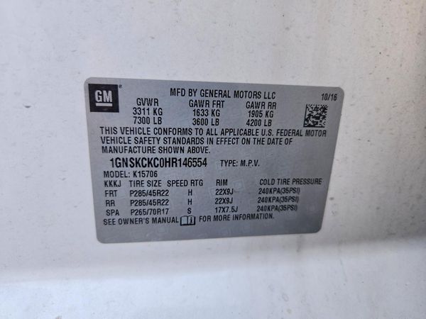 2017 CHEVROLET TAHOE Premier — VINS