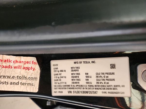 2022 TESLA MODEL 3