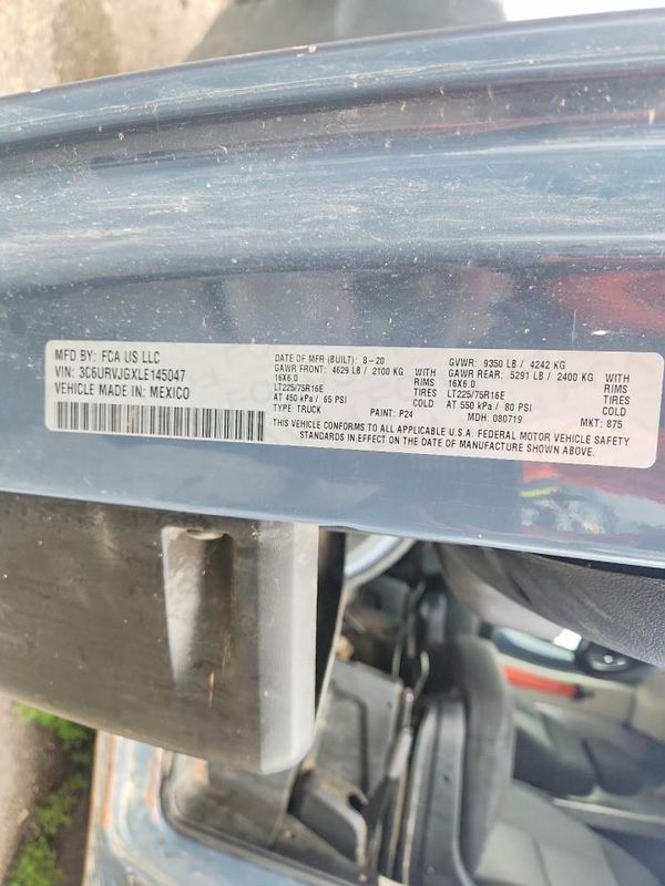 2020 RAM PROMASTER 3500 VF