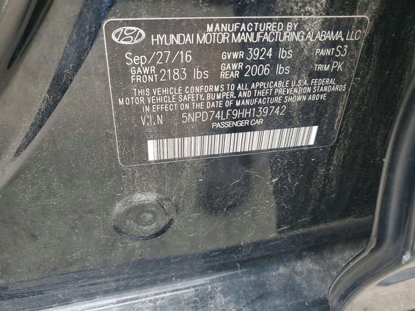2017 HYUNDAI ELANTRA SE Base — VINS